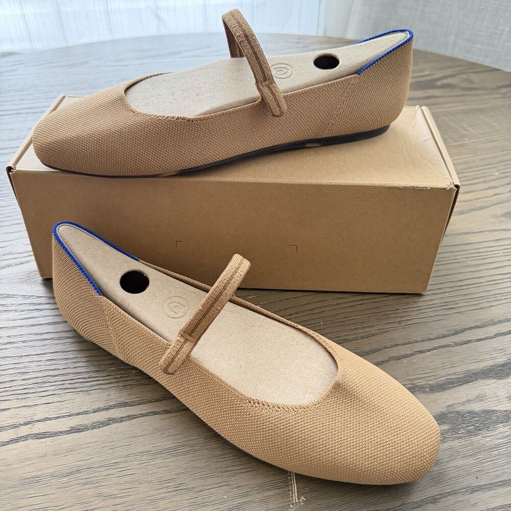 ROTHYS Rothy’s Women’s The Square Mary Jane Wren Tan Size 12 New 075-022 Comfort - Picture 2 of 5